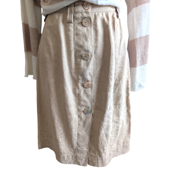 Vintage Ralph Lauren Country Linen Button Front Midi Skirt Size 4 - Picture 3 of 12